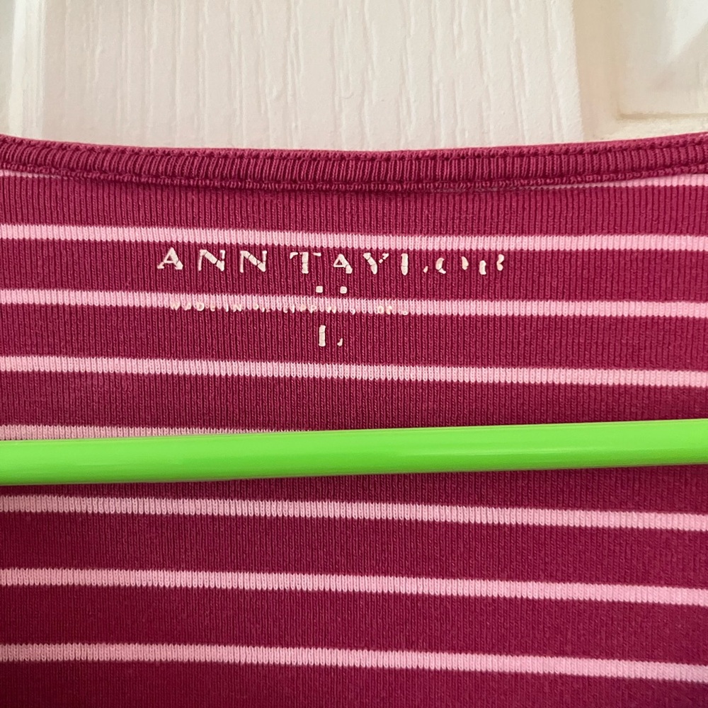 Ann Taylor Berry Striped Long Sleeve Top - Picture 2 of 4